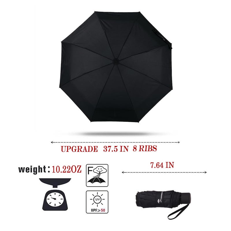 SY COMPACT Travel Umbrella - Lightweight Portable mini Compact Umbrellas (black) - Image 2